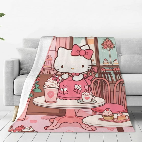 Hello Kitty Sweet Time Ultra-Soft Micro Fleece Blanket Throws For Bed Sofa Travel Office 50X60inch