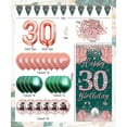 thumbnail image 3 of YANSION 30th Birthday Party Decorations, Green Rose Gold Happy 30th Birthday Banner with 30th Balloons 30th Door Cover Backdrop for Women Birthday Anniversary Party Sign Porch Decor Supplies, 3 of 8