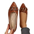thumbnail image 4 of BRGZLK Women's Loafers Flats Casual Versatile Plus Size Metal Chain Pointed Toe Comfortable Breathable Soft Sole Slip-On Work Flats Shoes for Walking Brown 5.5, 4 of 5
