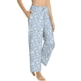 thumbnail image 6 of Salouo Gray White Floral Print Women's Pajama Pants Casual Loose Sweatpants PJs Flowy Pants Drawstring Palazzo for Women Wide Leg Pants Lounge Pajama -Small, 6 of 8