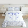 thumbnail image 2 of jejeloiu Kawaii Bowknot Ribbon Twin Comforter Sets,Blue Flower Blossom Bedding Set For Girls Teens Reversible 2 Pieces, 2 of 8