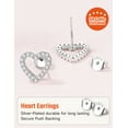 thumbnail image 6 of Just Being Cute Real Sterling Silver Heart Earrings for Women White Gold Plated Stud Earring with Zircon Valentines Day Jewelry Gifts Her Girlfriend Wife Adults Age Ideas, 6 of 9