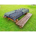 thumbnail image 1 of Arabian Outdoor Tablecloth, Different Asian Ornate Mosaic Patterns Historical Lines Heritage Culture, Decorative Washable Fabric Picnic Tablecloth, 58 X 104 Inches, Blue Orange White, by Ambesonne, 1 of 2