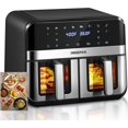 thumbnail image 1 of 9L(9.5 Quart) Dual Basket Air Fryer with Easy View Windows, Air Fryer Oven With 8 Program Settings, Auto Shutoff, 2 Independent Work 4.5L Nonstick Frying Baskets, Black+Silver, 1 of 6