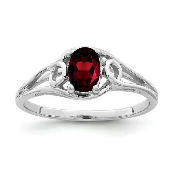 Solid 14k White Gold 7x5mm Oval Garnet January Red Gemstone Engagement Ring Size 8