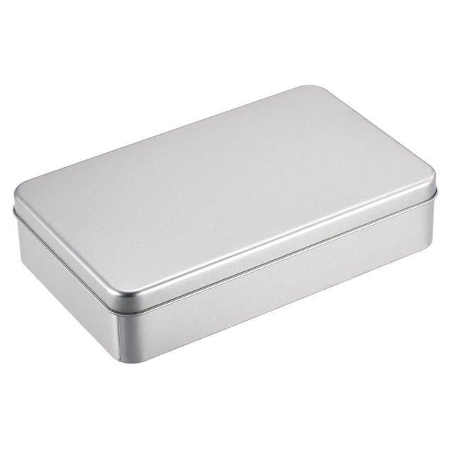 Metal Estaño Caja, 3uds 7.09 x 4.33 x 1.57 Rectangular Vacío Hojalata Almacenamiento Contenedores con Tapas, Plateado Tono