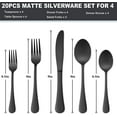 thumbnail image 5 of Vesteel 20 Piece Stainless Steel Matte Black Silverware Flatware Cutlery Set for 4, Satin Finish & Dishwasher Safe, 5 of 7