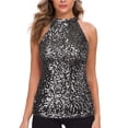 thumbnail image 1 of Top halter con lentejuelas para mujer - Blusa corta sin mangas brillante para fiesta/discoteca (talla única), 1 of 5