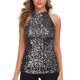 thumbnail image 1 of Top halter con lentejuelas para mujer - Blusa corta sin mangas brillante para fiesta/discoteca (talla única), 1 of 5