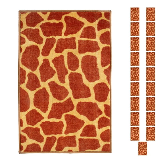 Furnish My Place Giraffe On Stilts Area Rug, Animal Print Area Rug, Pet-Friendly Rug, Baby Nursery Mat, Indoor Area Rug, Perfect for Living Room, Playroom, 1.5' x 2.25' Rectangle - Set of 20