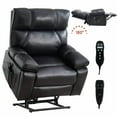 thumbnail image 2 of Black Leatheraire Power Lift Recliner Chair with Heat Massage, Dual Motor Infinite Position Reclining, 350 lbs Capacity Heavy Duty Electric Recliner for Living Room, Black, 2 of 11