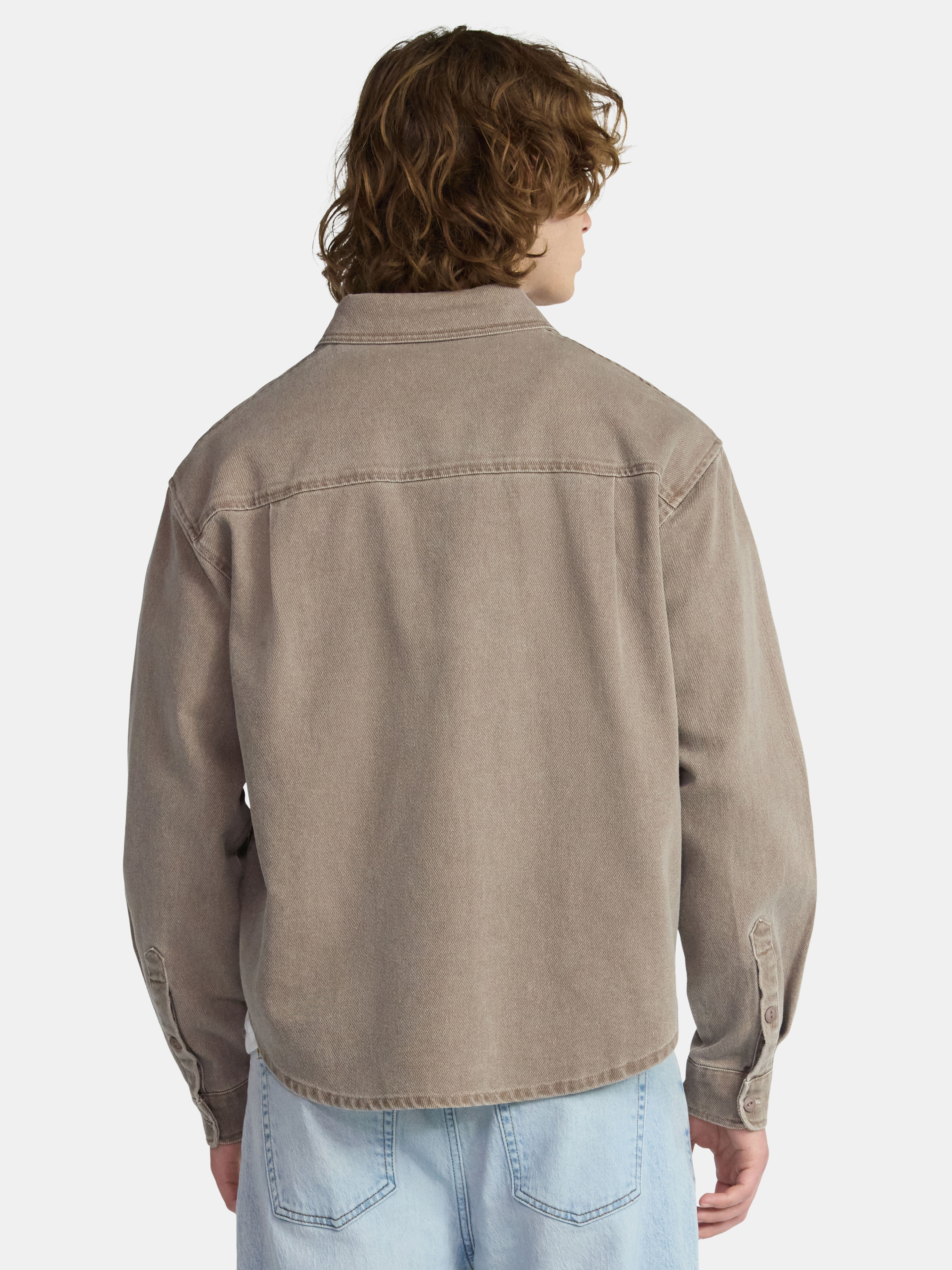 No Boundaries Twill Shirt with Long Sleeves, Men's and Big Men's