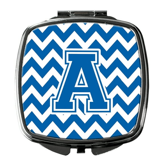Letter A Chevron Blue and White Compact Mirror CJ1056-ASCM