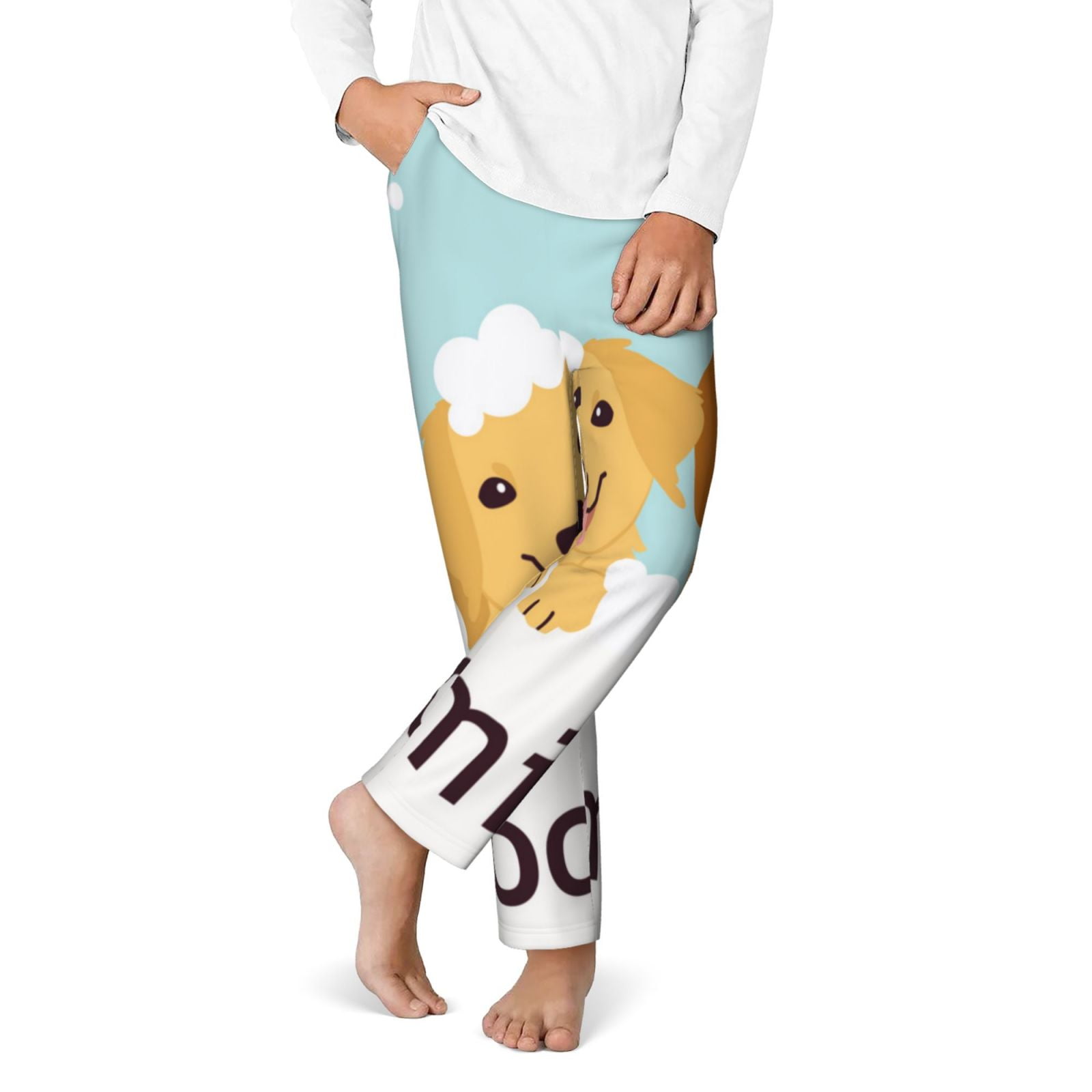 Vsdgher Cute Dog In Bathtub1 Print Kids Pajama Pants Long Sleep Plaid Pants Soft Lounge Pj Bottoms Sleep Pants with Pockets-Small