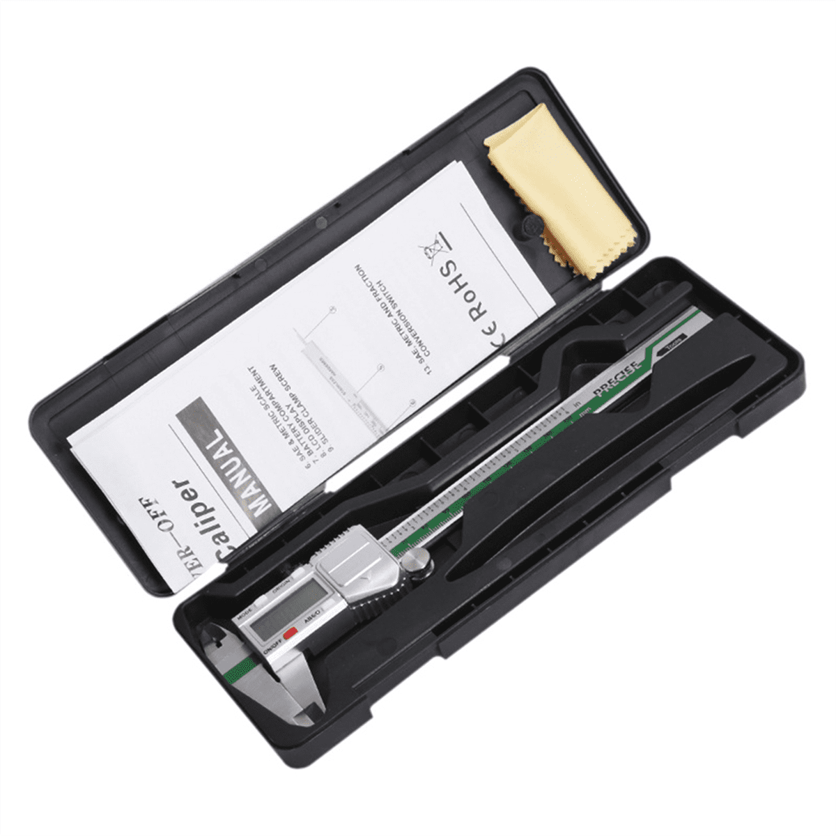 150mm Stainless Steel Caliper Zero Setting 0.01mm High Precision 6-Inch for Mechanical Components Measure,1 x Digital Caliper,Green