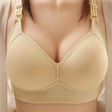 Chuancc Bra for Women Woman Bra Gathered Shockproof Tube Top Wide Shoulder Strap Vest Back Underwear Bra No Underwire Push Up Bra Clearance Beige F