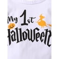 thumbnail image 5 of Qiylii Halloween Baby Girls Outfit,Letter Romper+Printing Mesh Skirt+Headband, 5 of 9