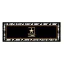 Ottomanson US ARMY Border Machine Washable Non-Slip Rubberback 2x5 Runner Rug, 20"x 59", Black/Yellow/White