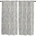 thumbnail image 2 of Blue Botanical Window Curtains 84 Inch Length, Rustic Vintage Floral Leaves Rod Pocket Kitchen Window Treatments Drapes for Bedroom, Cafe, Living Room, 2 Panels, 52 W x 84 L, 2 of 5