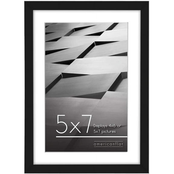 Americanflat 5x7 Picture Frame in Black - Displays 4x6 With Mat and 5x7 Without Mat - Horizontal and Vertical Formats for Wall and Tabletop