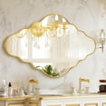 thumbnail image 3 of Irregular Wall Mirror, Abstract Wavy Decorative Mirror for Bathroom Aviation Aluminum Frame, 40"x24" Single Gold, 3 of 8