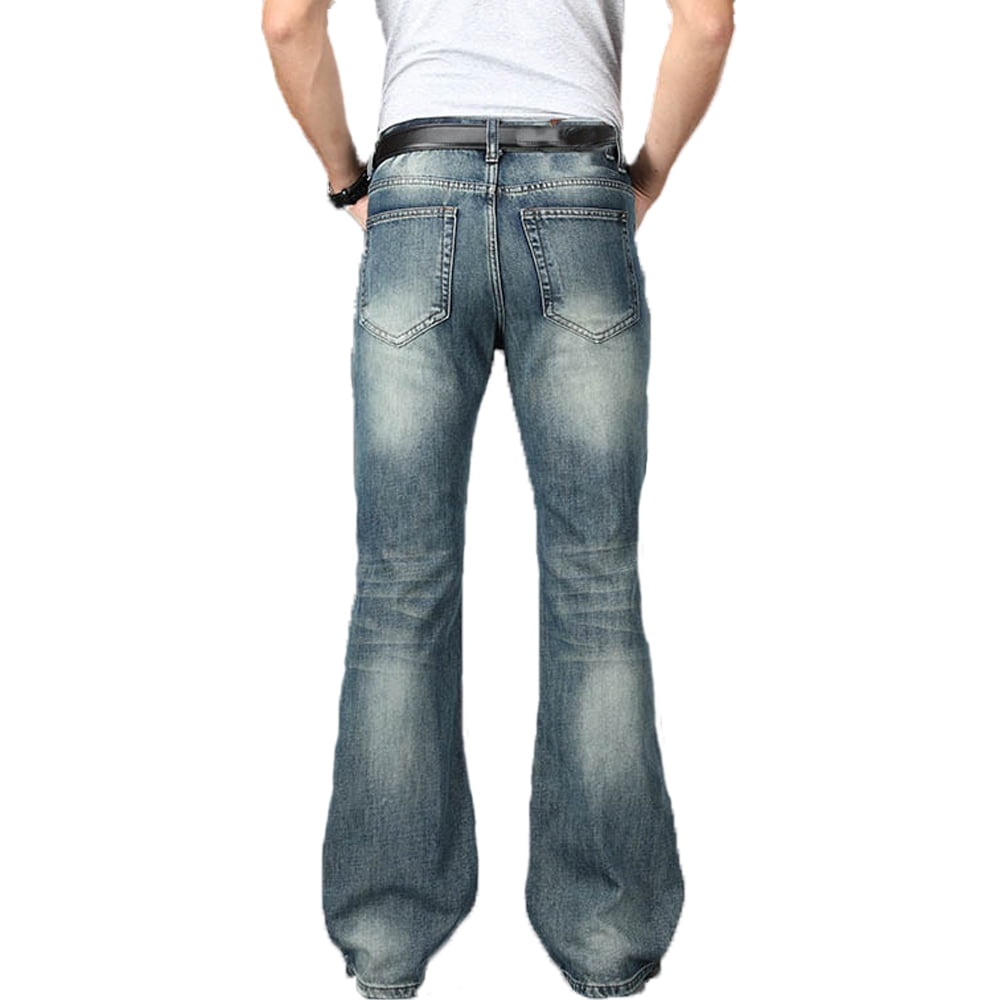 HAORUN Men Jeans Flared Denim Pants Bell Bottom Vintage 70s 60s Slim Fit  Bootcut Trousers 