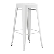 30'' High Backless White Metal Restaurant Barstool For Indoor or Outdoor Use