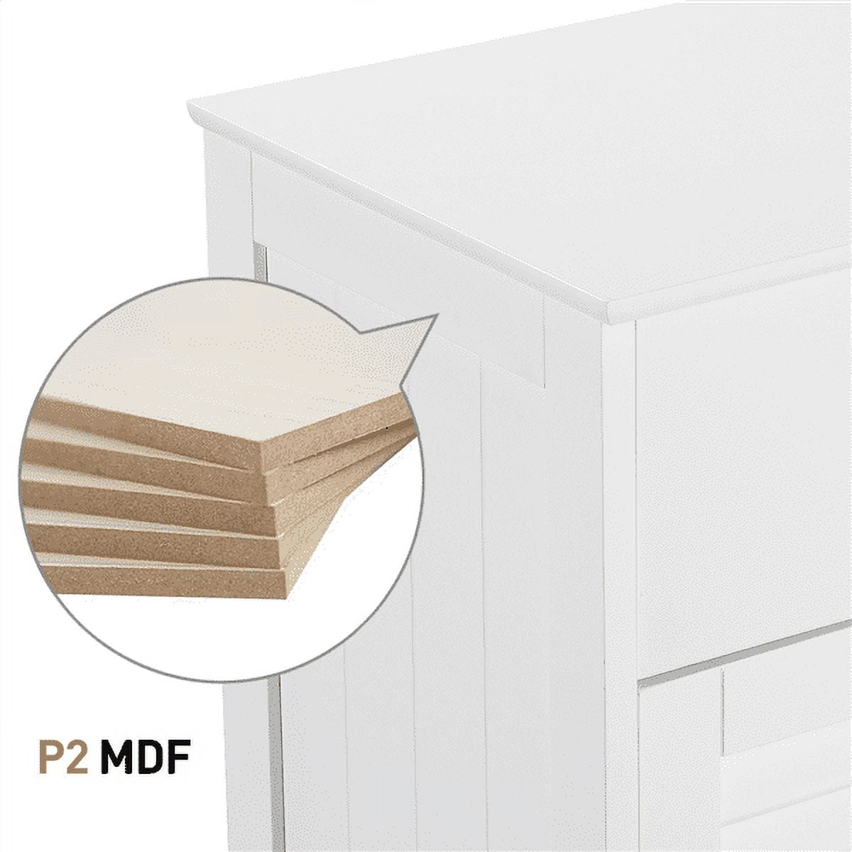 Alden Design Wooden Floor Storage Cabinet with Drawer and Single Shutter Door for Bathroom, White