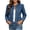 Dark Blue, variant on purcolt Women's Cropped Jean Jacket Button Down Long Sleeve Collarless Cinched Waist Denim Jackets