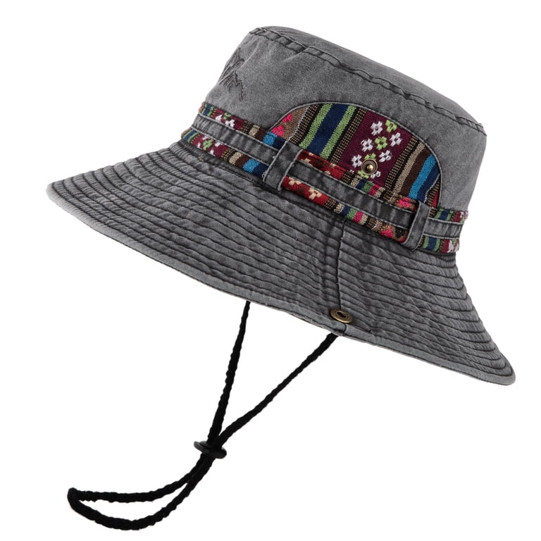 Cotton Bucket Hat with Embroidery, Foldable, SPF 15 Sun Protection ZLYC Cotton Bucket Hats for Women Men Embroidered Packable  main image 2