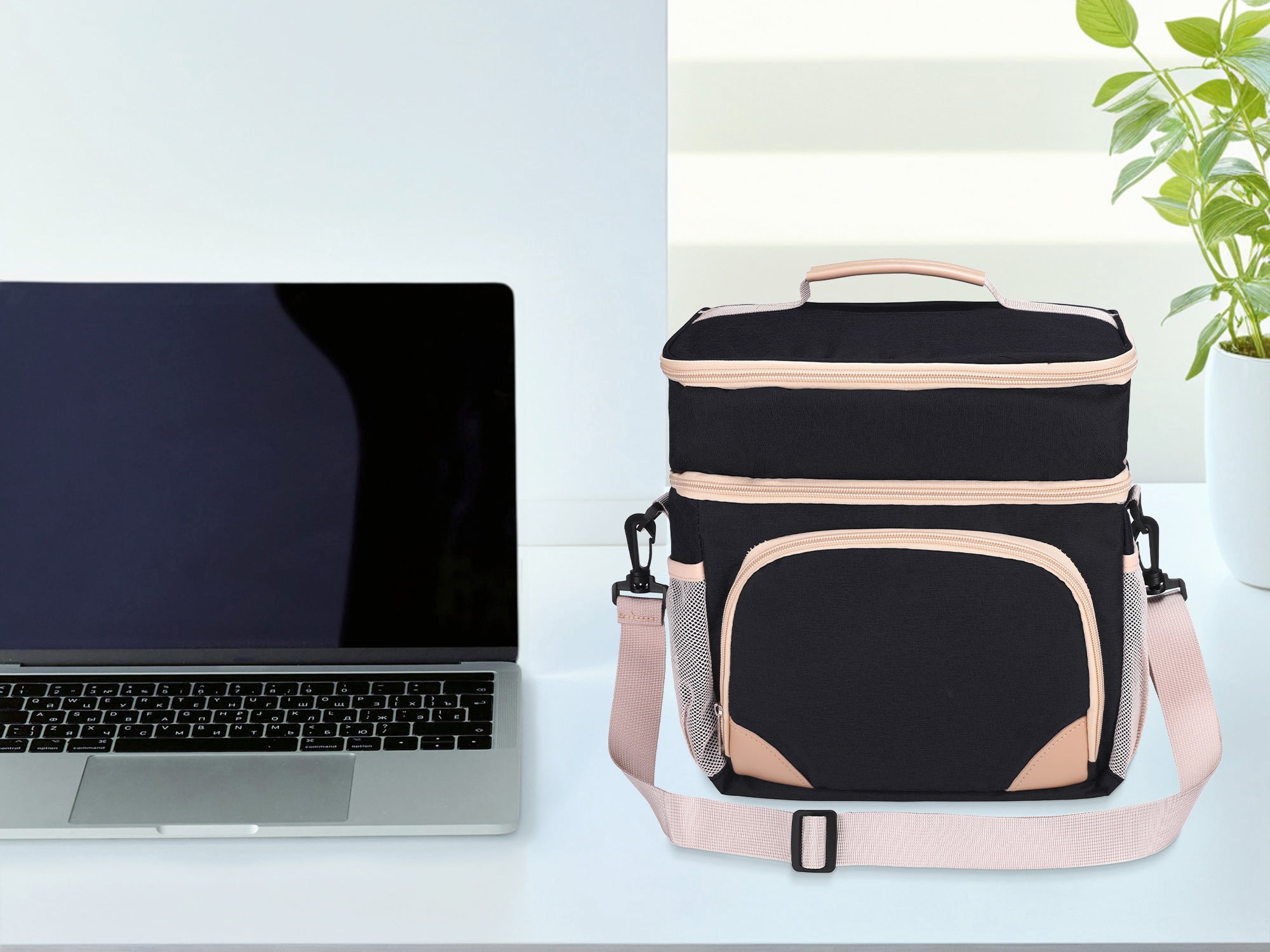 Unique Bargains Reusable Lunch Bag Insulated Lunch Bag Leakproof Lunch Box Black
