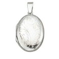thumbnail image 1 of Sterling Silver 16" .8mm Box Chain Etched Oval Locket Pendant Necklace, 1 of 2