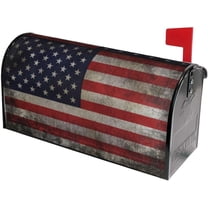 Vintage USA Flag Mailbox Covers, Magnetic Post Box Cover Wraps Large Size 25.5x21 in for Garden Yard Decor