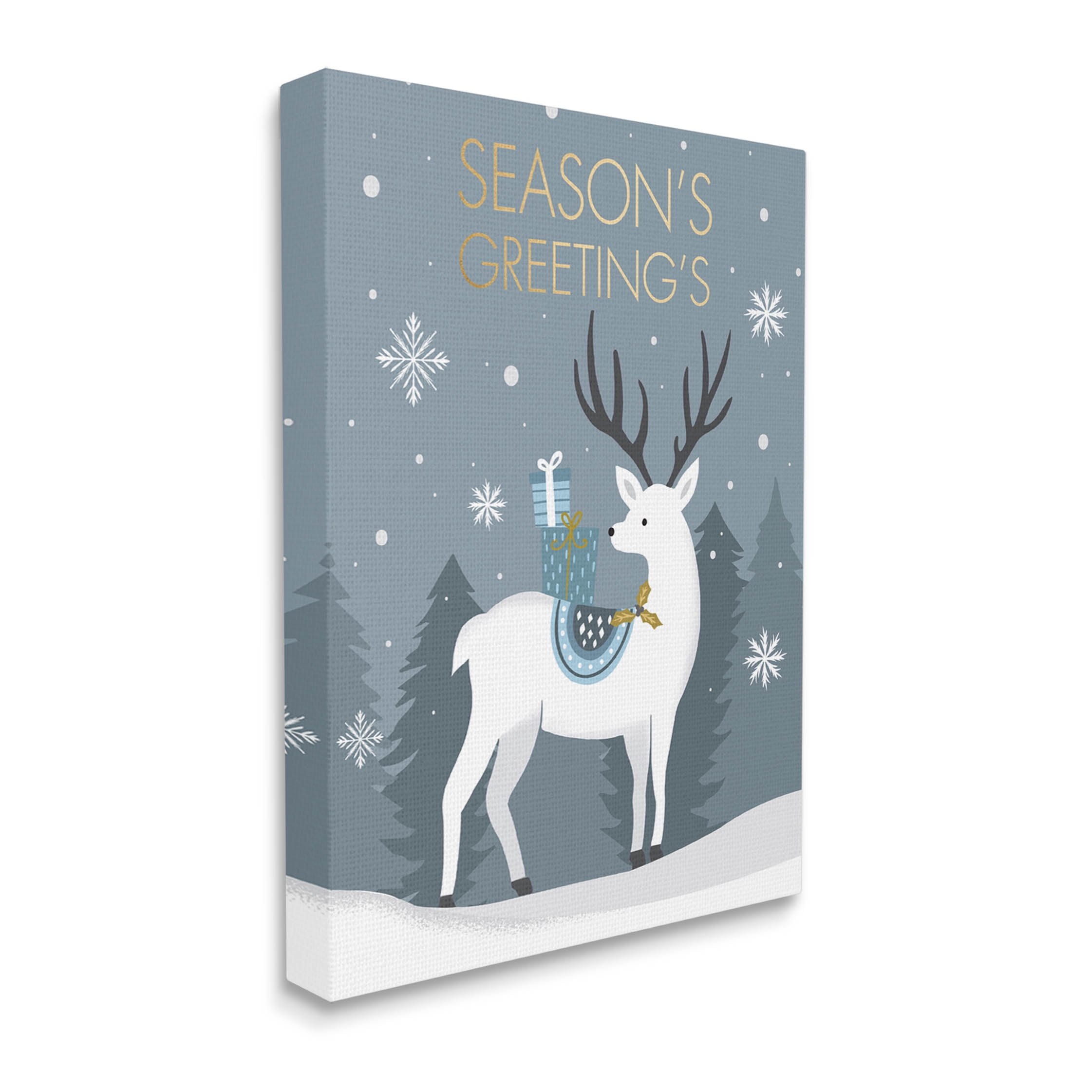 Stupell Industries Season's Greetings Holiday Reindeer Graphic Art Gallery Wrapped Canvas Print Wall Art, Design by Louise Allen Designs