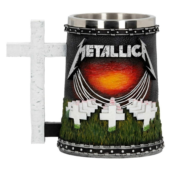 Metallica Tankard Stein, Hand-Painted Beer Mug with Stainless Steel Insert Rock Band Collectible by Nemesis Now, Officially Licensed