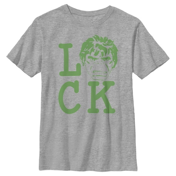 Boy's Marvel St. Patrick's Day Hulk Luck  Graphic Tee Athletic Heather X Large