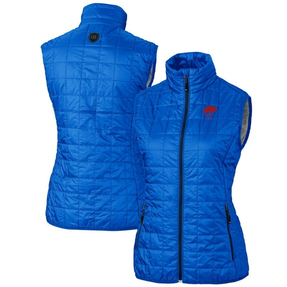 Women's Cutter & Buck Royal Buffalo Bills Throwback Logo Rainier PrimaLoft Eco Full-Zip Puffer Vest
