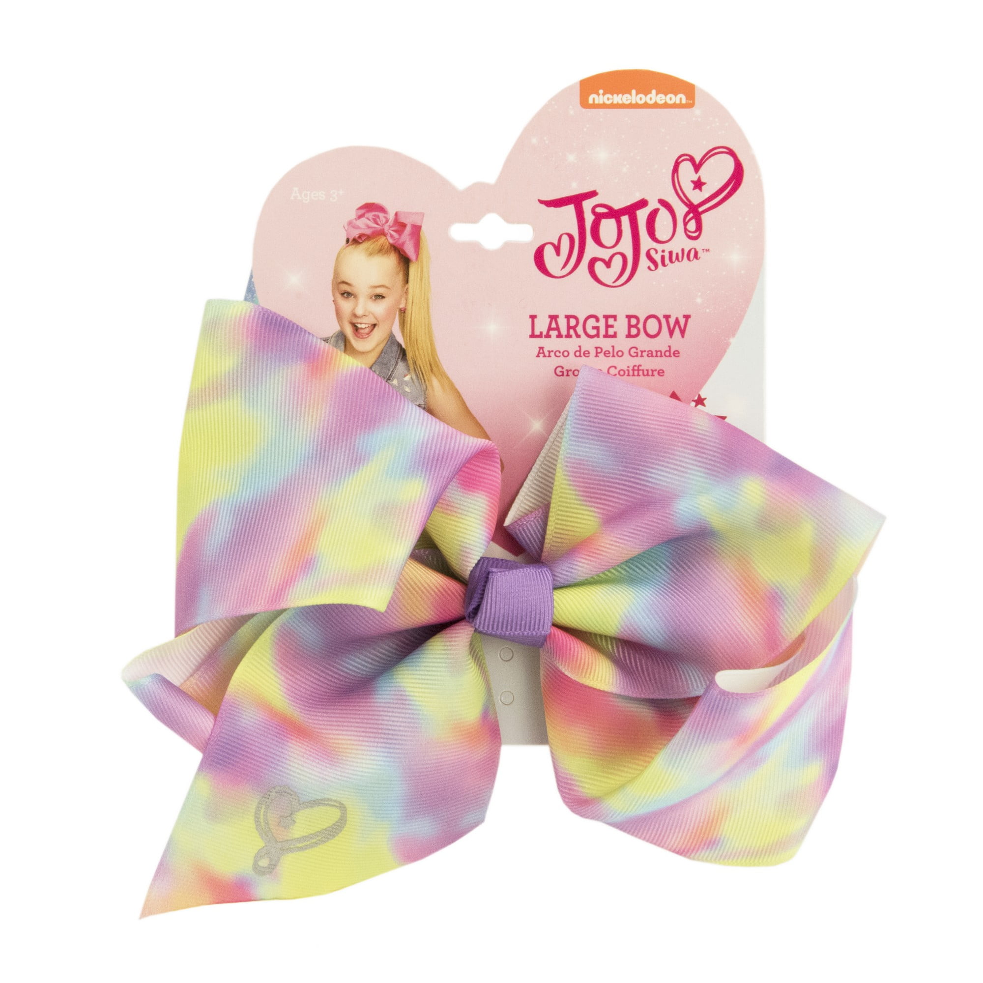 NEW JoJo Siwa Large Signature Bow Spring Rainbow Tie Dye with Fur Accent NW...