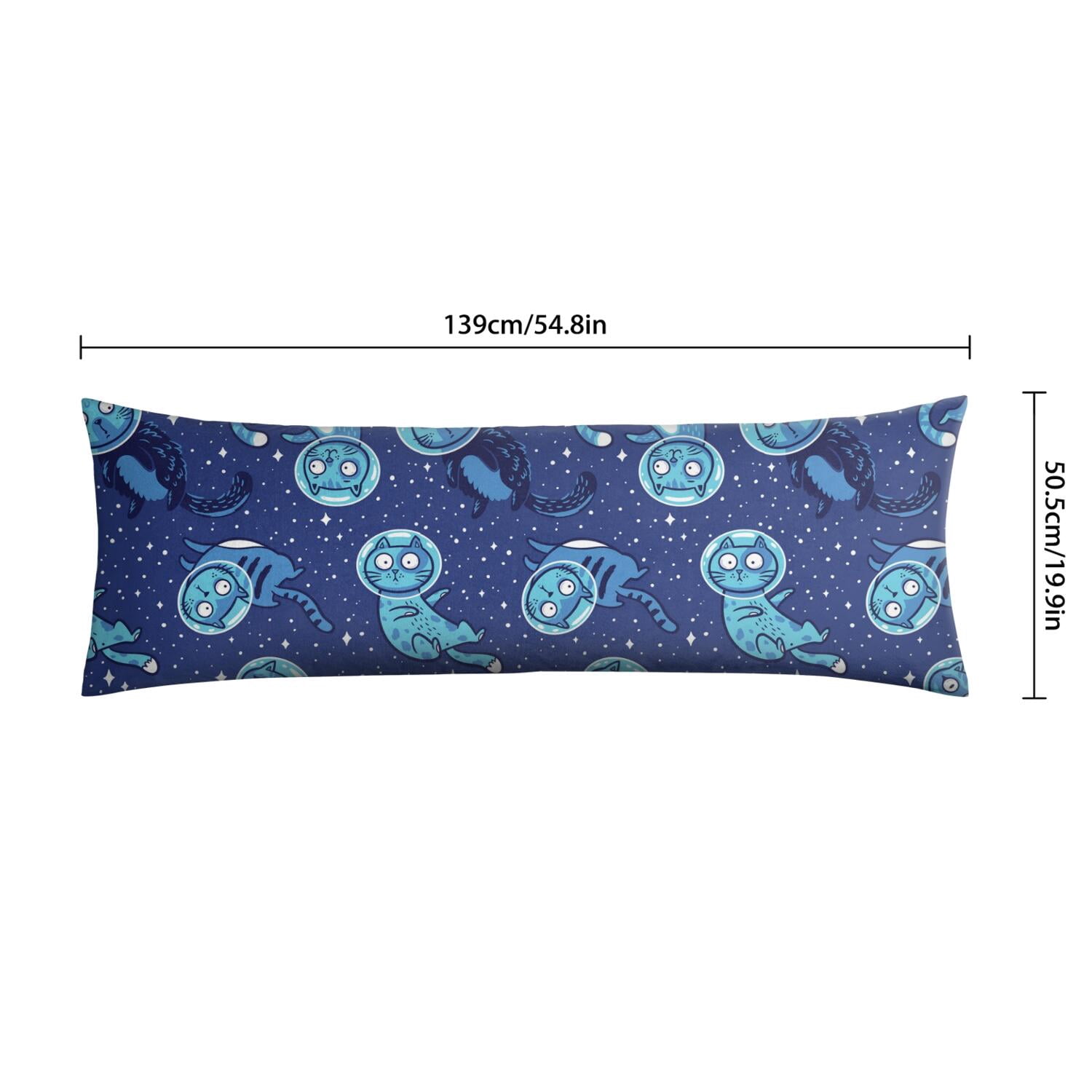 Cat and Moon Artwork Body Pillow Cover 20x54 - Watercolor Cat Aesthetic Pillow Case - Soft & Breathable Maternity Pillow Cover