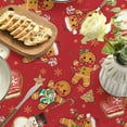 thumbnail image 4 of Christmas Tablecloth 60×60 Inch Round, Gingerbread Man Glove Trees Snowman Red Washable Table Cover for Party Picnic Dinner Decor, 4 of 6