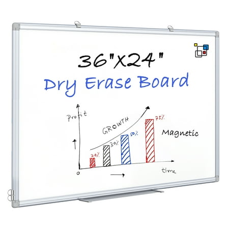Maxtek Magnetic White Board for Wall 36 x 24 Dry Erase Board 3  x 2  Marker Hanging Whiteboard with Pen Tray for School Suppies  Home  Office  Silver Aluminum Frame