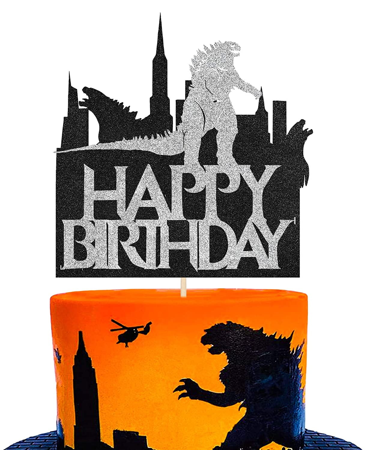 Black Happy Birthday Cake Topper For Movie Godzilla Themed King Of The Monsters Teenager Baby Shower Boys Birthday Party Supplies Walmart Com Walmart Com