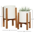 thumbnail image 3 of DecMode 17", 15"H White Metal Planter with Removable Wood Stand (2 Count), 3 of 12