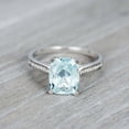 thumbnail image 2 of HeartsAndYou 2ct Cushion Natural Blue Aquamarine & Diamond Ring Accents 14k SOLID White Gold, 2 of 9