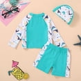 thumbnail image 5 of Tiny Cutey Toddler Boys Swimsuit Baby Long Sleeve Top Shorts Trunks Bathing Suit Set Swimwear Outfit with Hat for 2-3T, 5 of 8