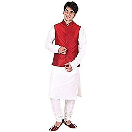 

Royal Kurta Men s Silk Blend Kurta & Churidaar Set Red