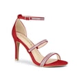 thumbnail image 1 of BLISSFUL STEP Women's Shoes Rhinestone Stiletto Heel Ankle Strap Sandals Red 6, 1 of 8