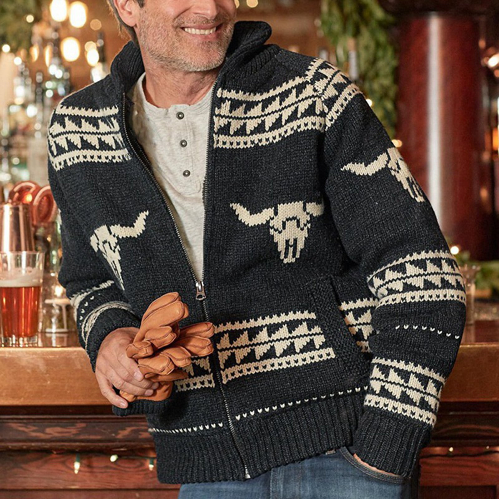 Manieren Bevestigen aan Uitvoeren Lastesso Men's Fashion Fall Winter Sweater Loose Large Size Mixed Color  Sweater Cardigan Jacket - Walmart.com