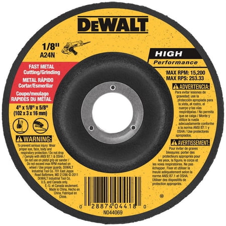 UPC: 0885911266314 | DeWalt DWA4510 Metal Grinding Wheel  1/8 x 5/8 x 4 In. – Quantity 1