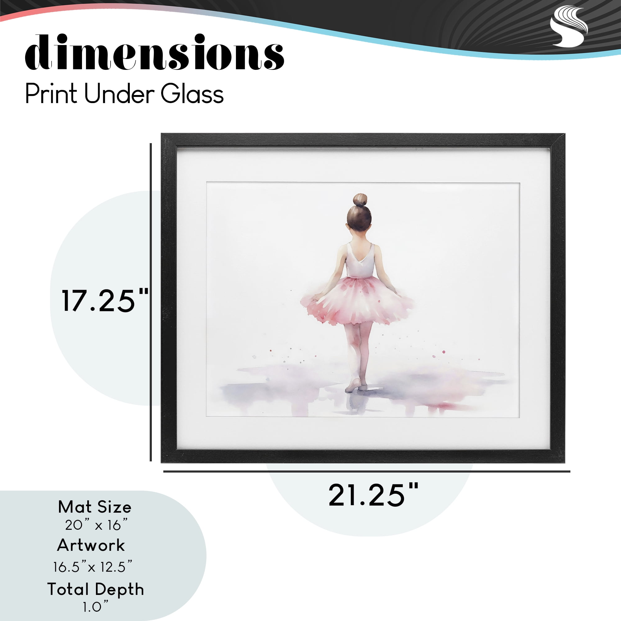 Stupell Industries Ballerina Facing Away Black Framed Print Under Glass, design by Creative Studio